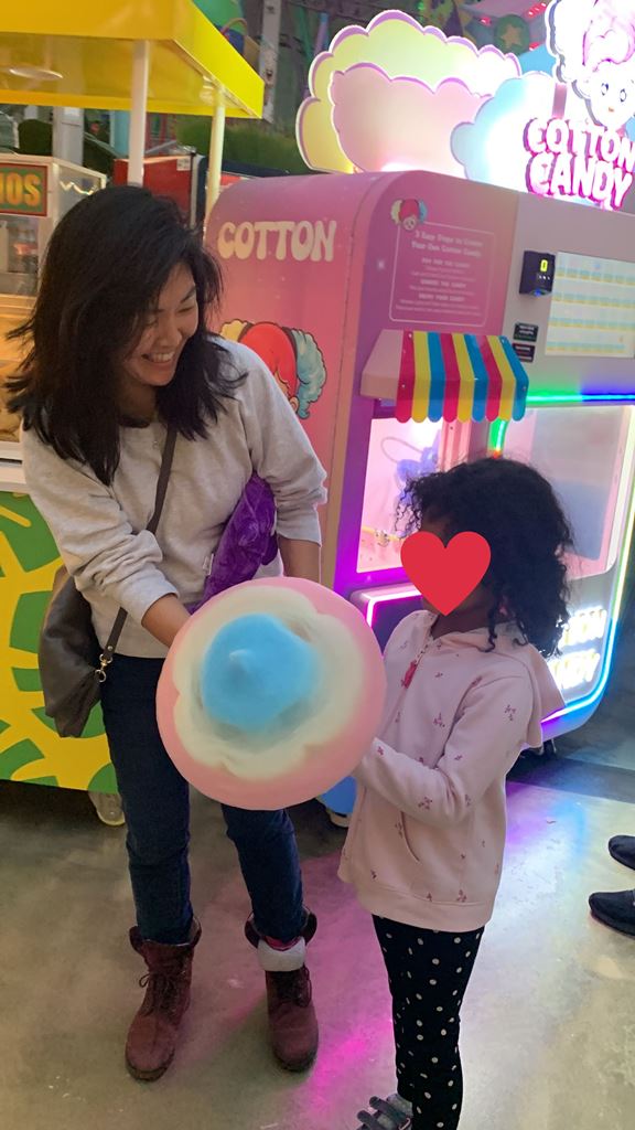 Holly and K enjoying cotton candy